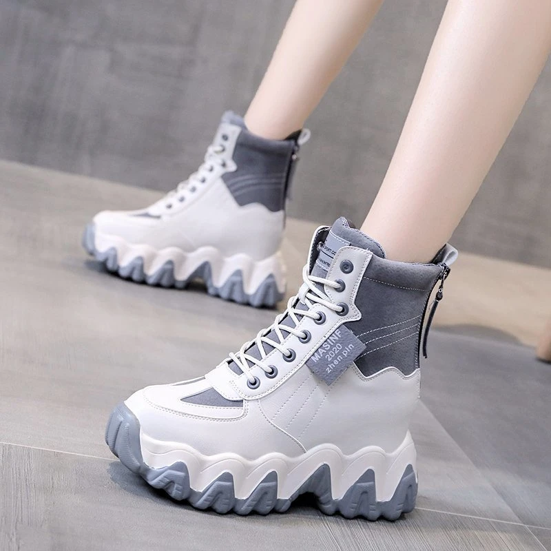 2020 Winter Women Fashion Ankle Boots 10cm Height Increasing Platform Boots Brand Women's Chunky Gladiator Boots New Woman Shoes