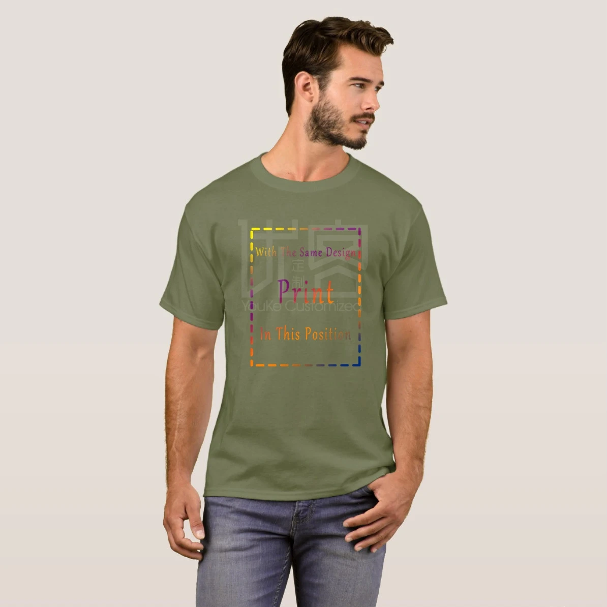 army green Led Zeppelin US Тур 75 усиленная футболка унисекс - Цвет: army green