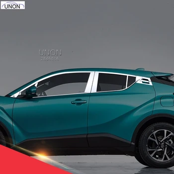 

stainless steel glass window garnish pillar middle column trim hood 6pcs For Toyota CHR 2017 2018 2019 accessories