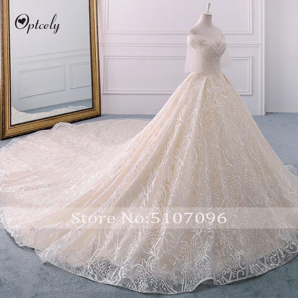 Optcely Vestido de Noiva винтажное платье трапециевидной формы с расклешенными рукавами и вырезом лодочкой, свадебное платье, качественное платье с аппликацией из бисера