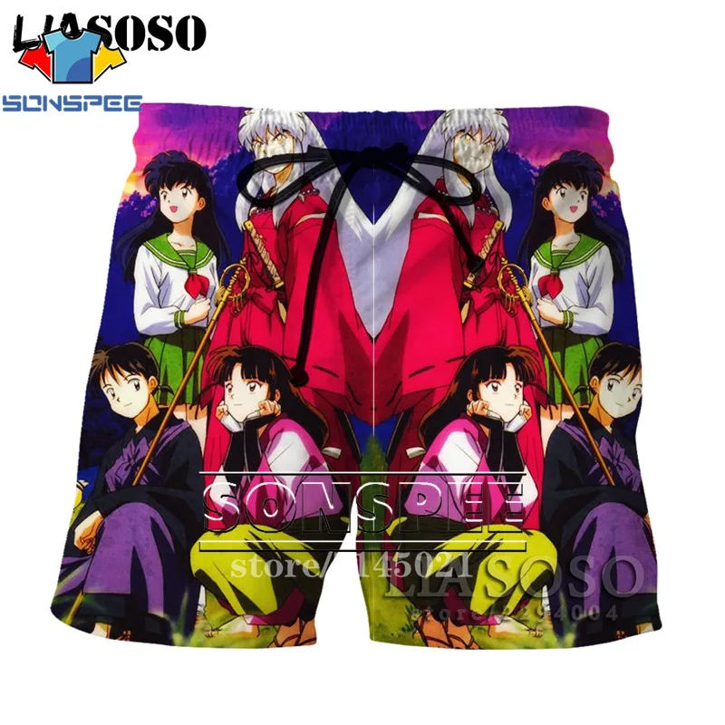 SONSPEE, 3D принт, аниме, Inuyasha, мужские, женские, дышащие, пляжные шорты, летние, для фитнеса, штаны, повседневный стиль, качественная спортивная одежда, D08 - Цвет: Коричневый