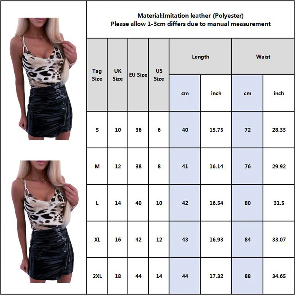 High Waist Skirt Female Autum Versatile Zipper Irregular PU Bright Leather Sexy Slim Half Skirt Mini Short Bodycon Skirt D30