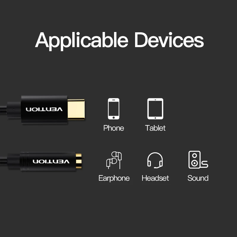 Кабель для наушников Vention с разъемом USB Type c на 3 5 мм аудиокабель AUX C Huawei V30 P30 pro Xiaomi Mi