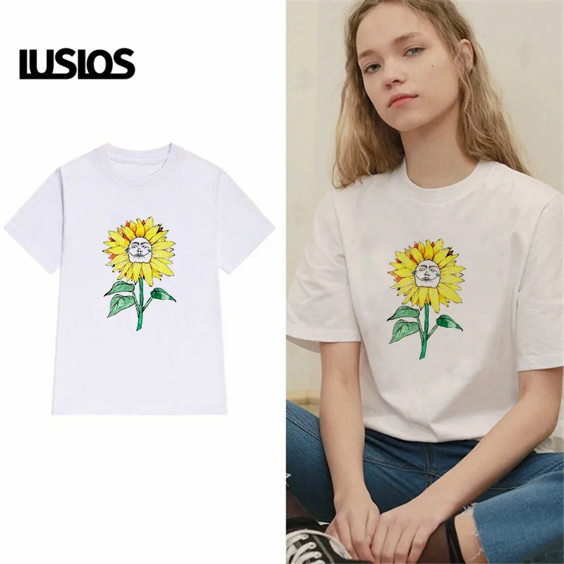 LUSLOS ужас Ман уход за кожей лица в подсолнечника футболка женская летняя обувь 2019