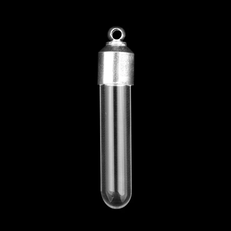 10 Pcs Mini Empty Glass Pipe Bottle Pendant Charm Bottle Clear