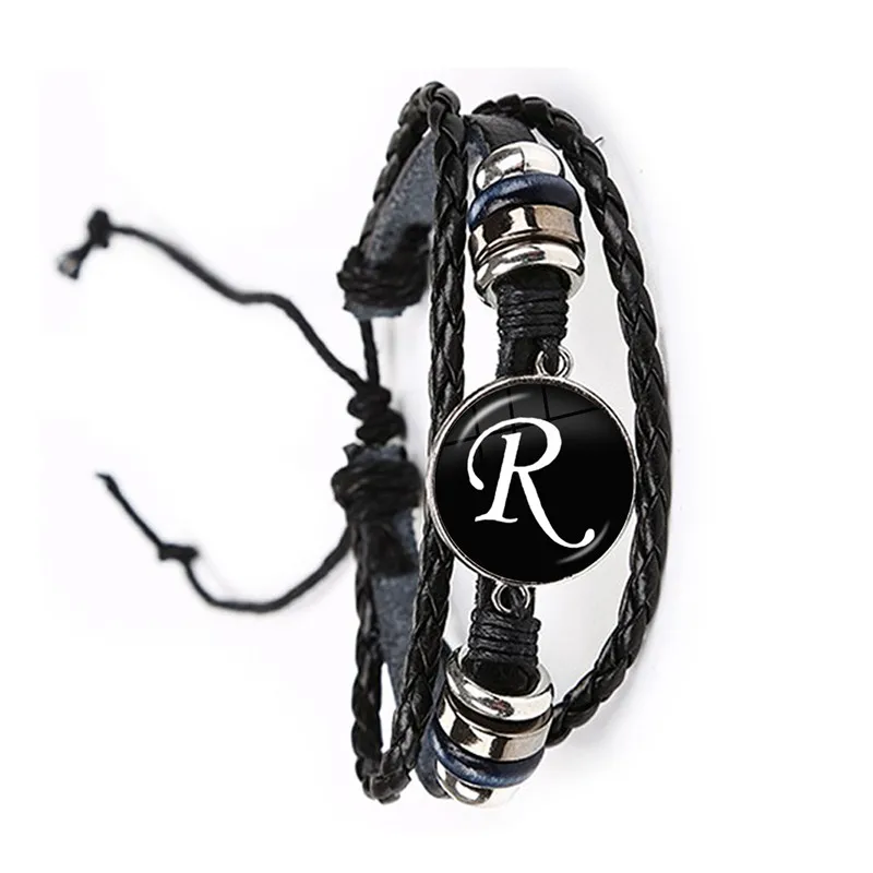 Bracelet Jewelry Fashion A-Z Single Alphabet Leather Bracelet 26 Letters