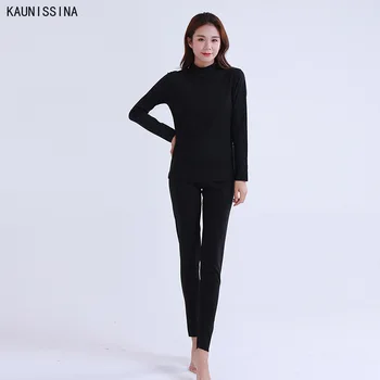 

Women Long Johns Thermal Underwear Set Pajamas Underwear Sets Turtleneck Long Sleeve Tops and Bottom Pants Sleepwear Suit