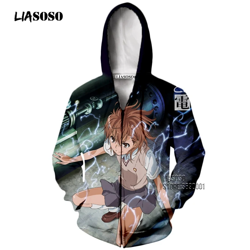 

LIASOSO 3D Print Unisex Japan Anime Toaru Majutsu no Indekkusu Misaka Hooded Hoodies Sweatshirts Zipper Jacket Coat X2693
