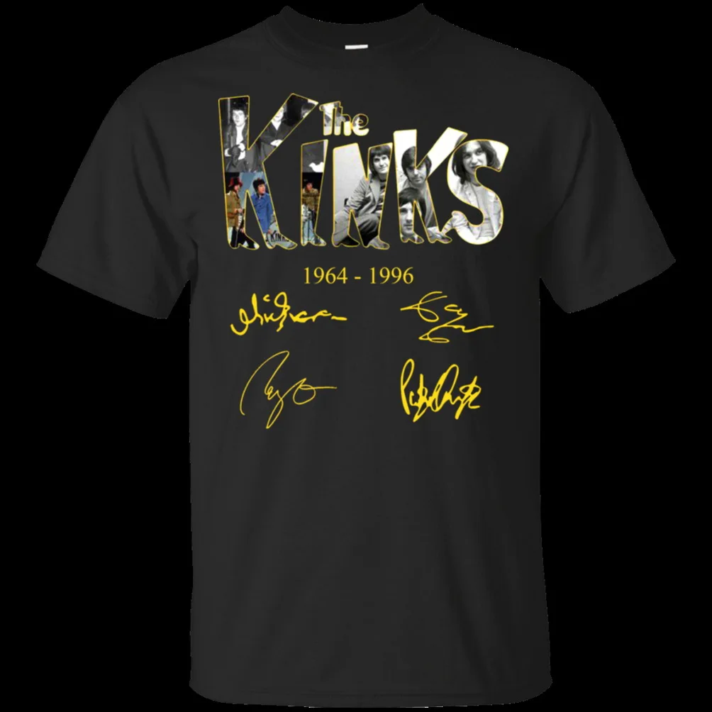 Футболка с надписью The Kinks 1964-1996 черная темно-синяя для мужчин и женщин