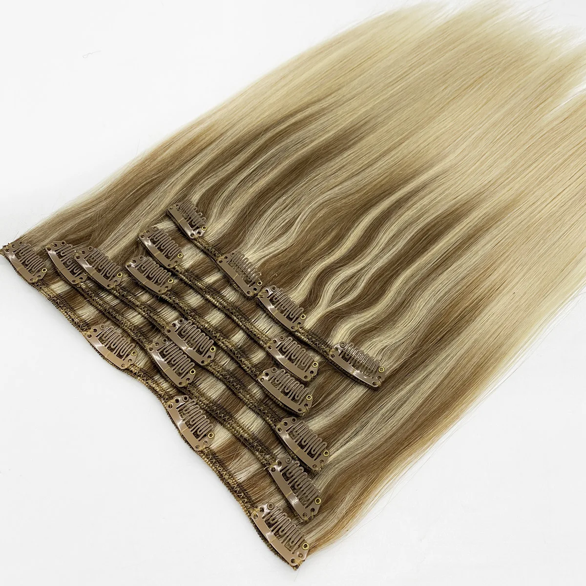 Kayla Professional Clip In Hair Extension 100% Human Hair 12" 85grams Balayage Color 8/613 Clip in Human Extensions