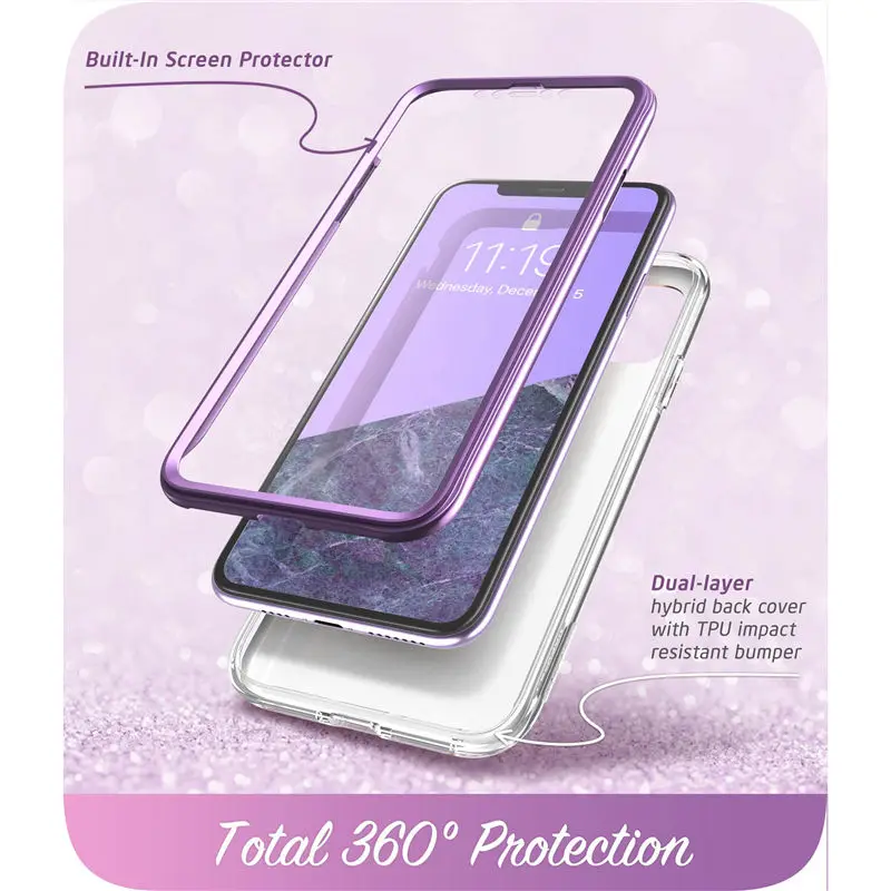 Cosmo Glitter Marble Full-Body Bumper Cover with Built-in Screen Protector