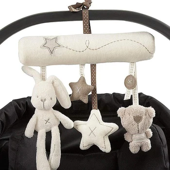 

Infant Music Rabbit Car Hanging Bed around Baby Safety Seat Pendant Plush Toys Hanging Rabbit Star Shape