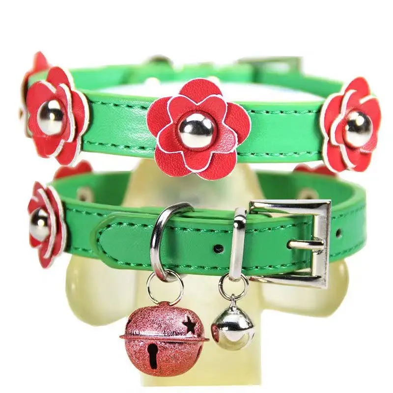 5PCS Flower Dog Collar With Bell Adjustable Dog Collars Control Handle Training Pet Cat Dog Collar Pet Supplies