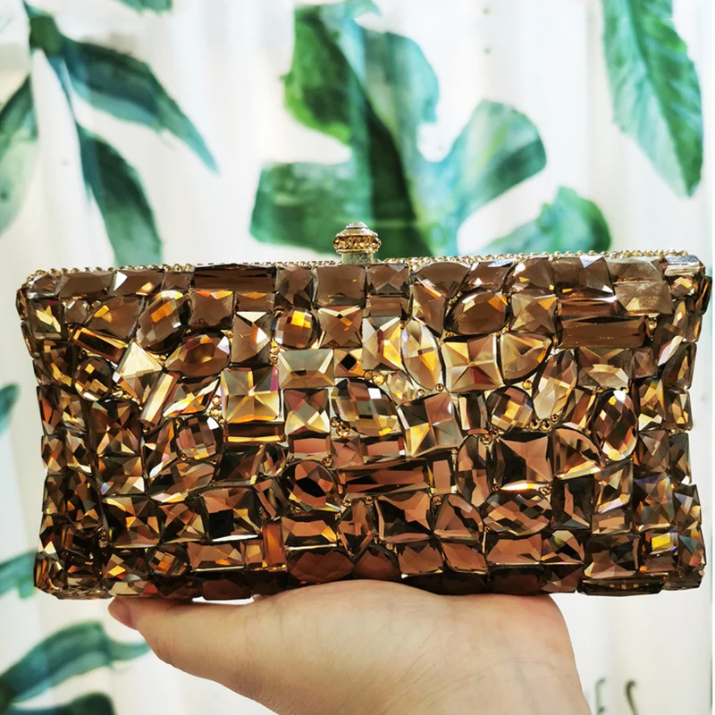 Brown Rhinestone Handbag Rhinestone Clutch Purse Brown Bag Rhinestones Fashion Aliexpress