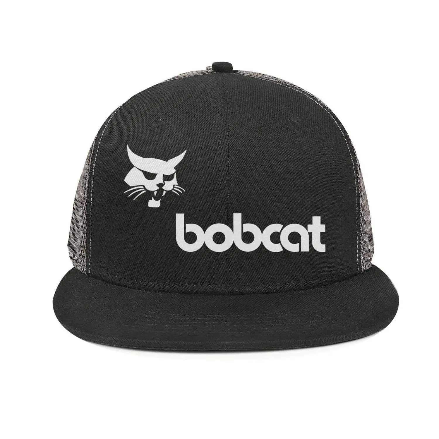 Bobcat-Белый-логотип-мужская плоская хип-хоп Регулируемая Сетка Дальнобойщик Хлопок Бейсболки Шляпа