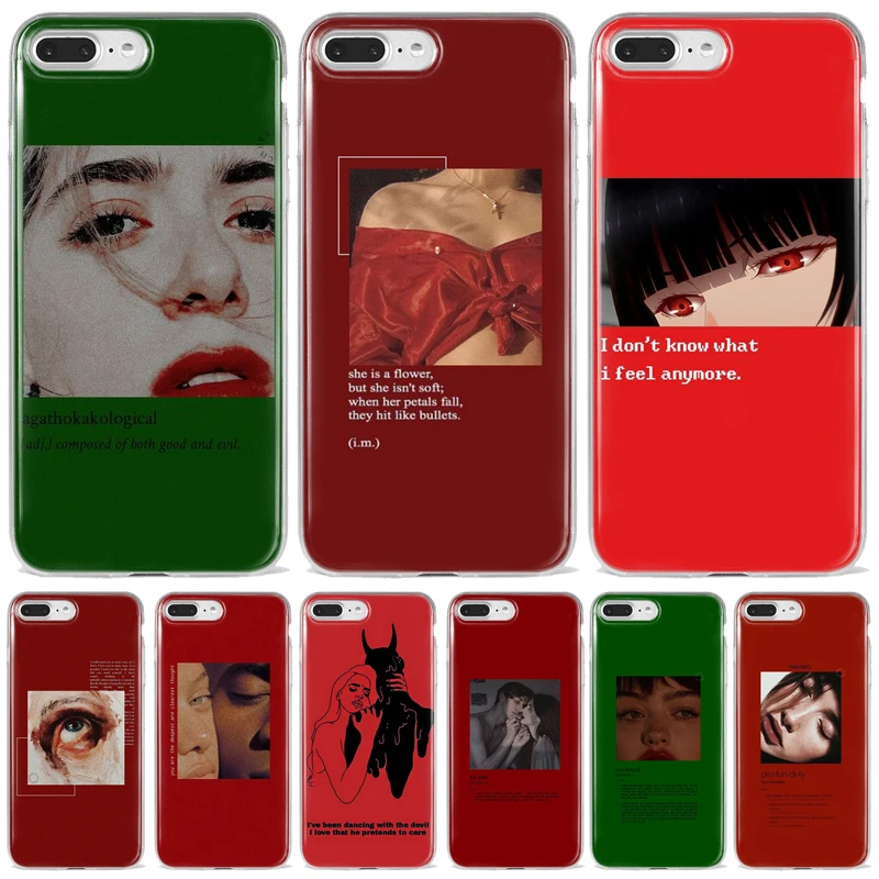 Red Great art prints blooming flowers Soft Phone Cover for iPhone 8 7 6S 6Plus SE XR X XS MAX 10 11 12 Mini pro 11promax Coque | Мобильные
