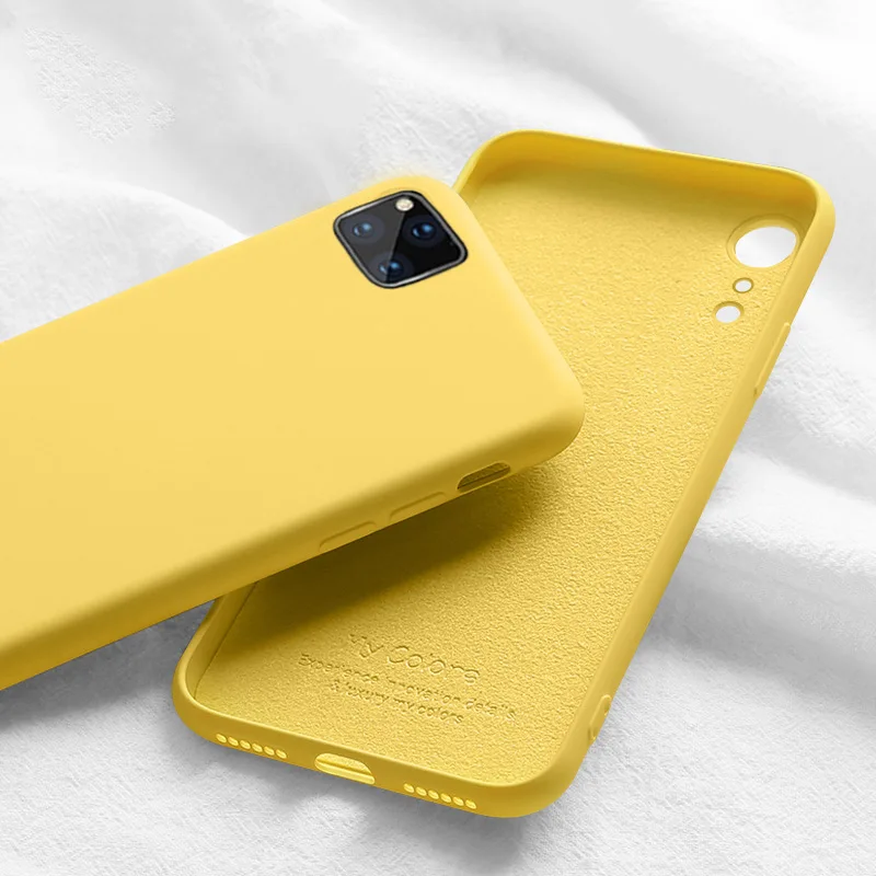 Жидкий силиконовый чехол для Iphone 11 Pro MAX противоударный мягкий тонкий чехол для Iphone11 Pro Роскошный чехол из ТПУ - Цвет: Цвет: желтый