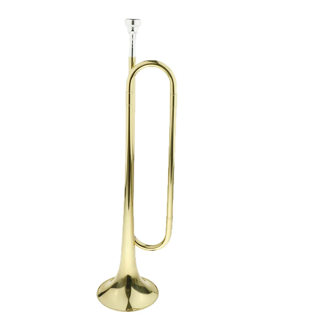 1 Set Brass B Tone Bugle Cavalry Trumpet Golden for Students Kids School Band Scouts