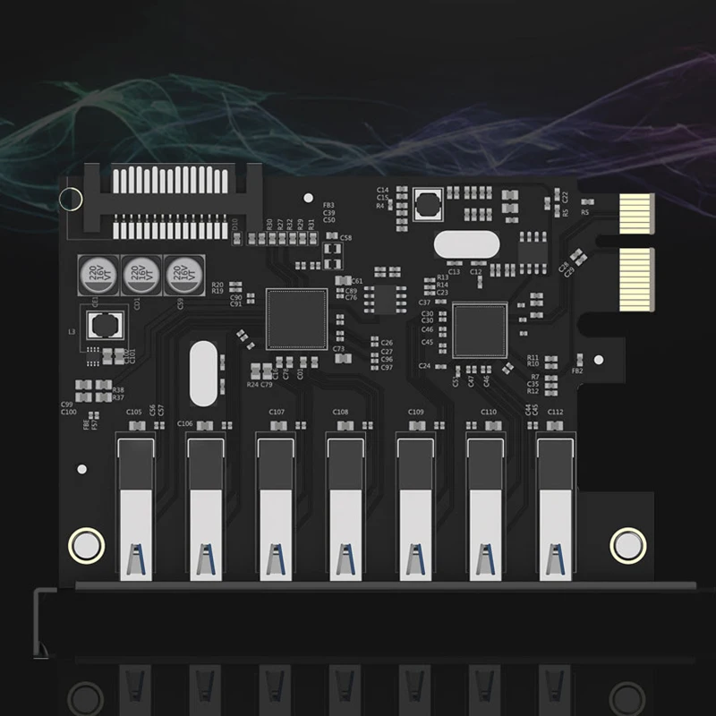 Adaptador de Expansão para Computador Pohiks Alta Velocidade 3.0 Pci-e Riser Cartão Portátil 7 Portas Pci Express Interface Desktop 1pc Usb - Imagem 6
