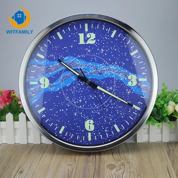 

Modern Fashion Living Room Quartz Retro Wall Clocks 14 Inches Galaxy Luminous Wall Clock Living Room Home Decoration