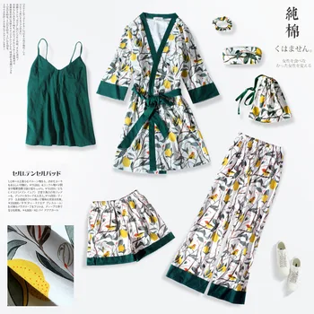 

Spring And Autumn Summer Long Sleeve Pajamas Women's Pure Cotton Japanese-style Sweet Cute Tracksuit Cotton Korean-style Women's