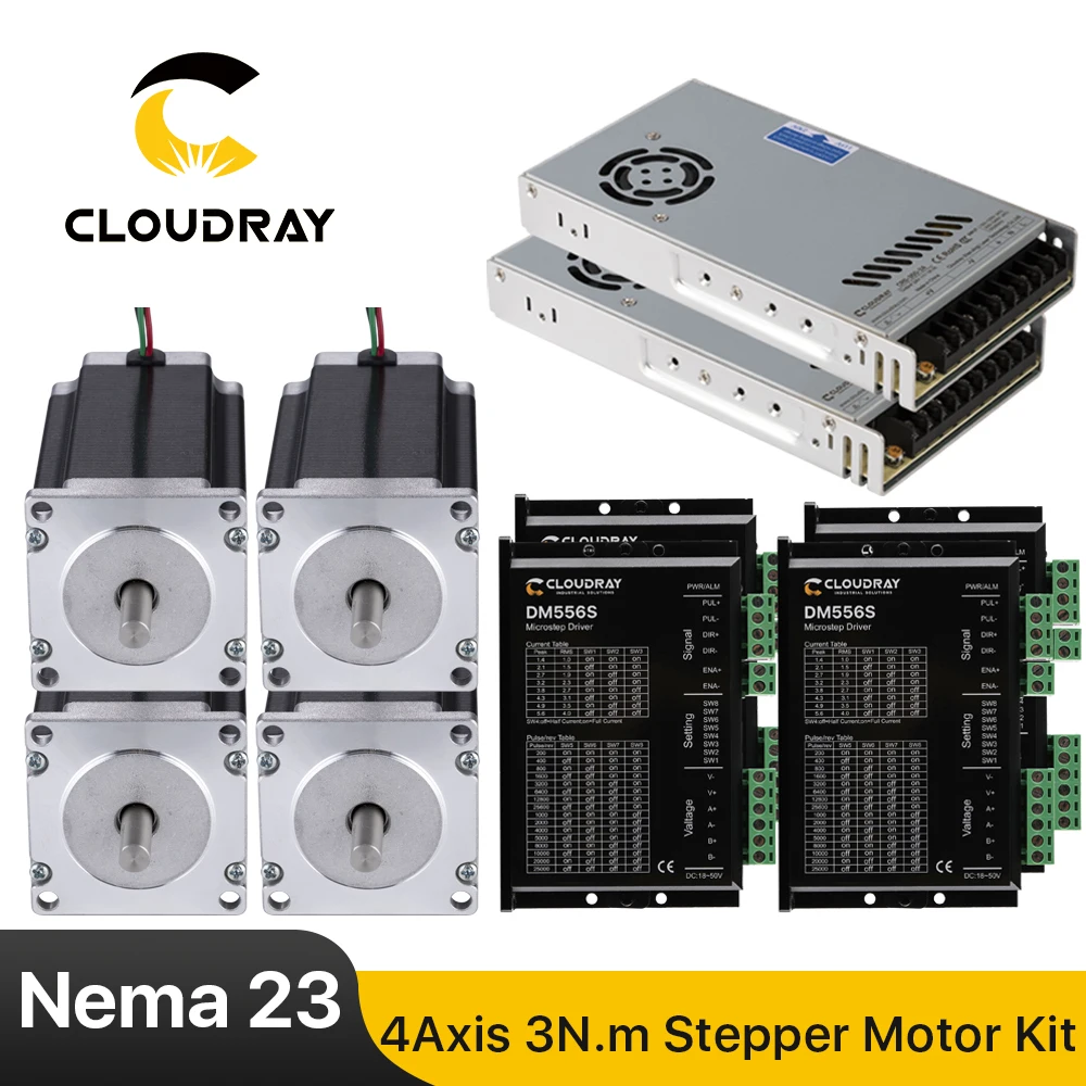 US $279.04 4 Axis CNC Router Kit 3Nm Nema 23 Stepper Motor DM556S Stepper Driver 350W power supply
