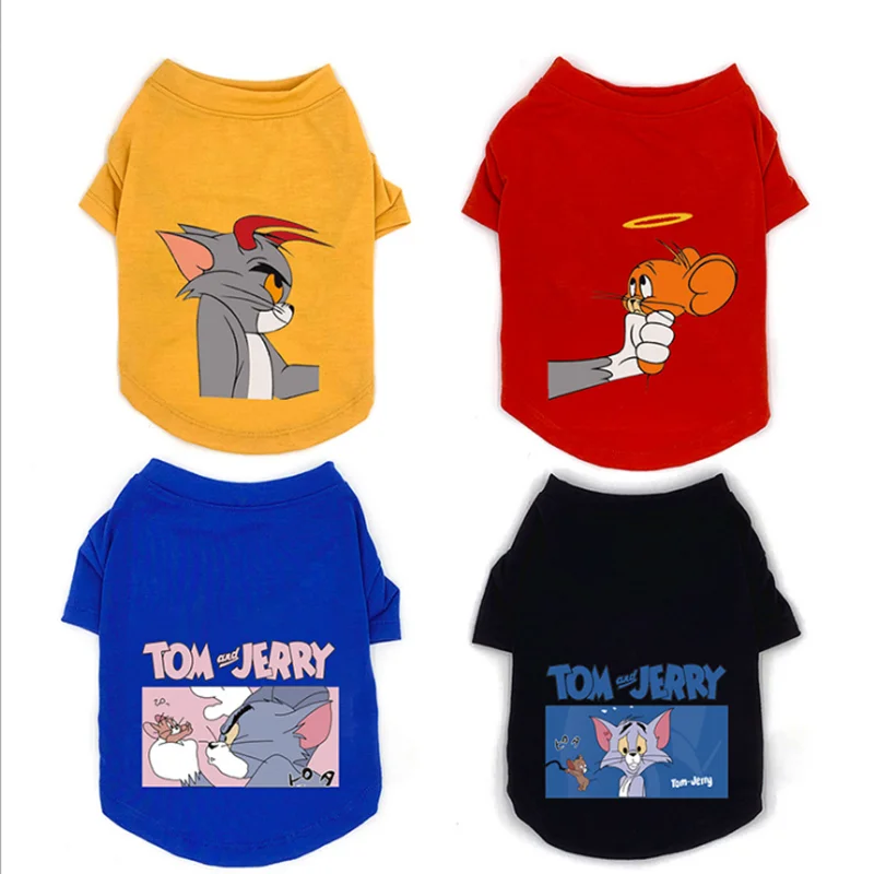 Cute Printed Summer Pets tshirt Puppy Dog Clothes Pet Cat Vest for Small Dogs Cotton T Shirt Pug Apparel Costumes | Дом и сад