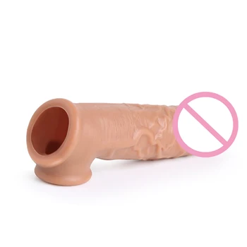 2 Types 16cm Penis Extender Sleeve Reuseable Condom Lock Semen Ring Delay Ejaculation Sex Toys For Men Sex Products For Couples 6