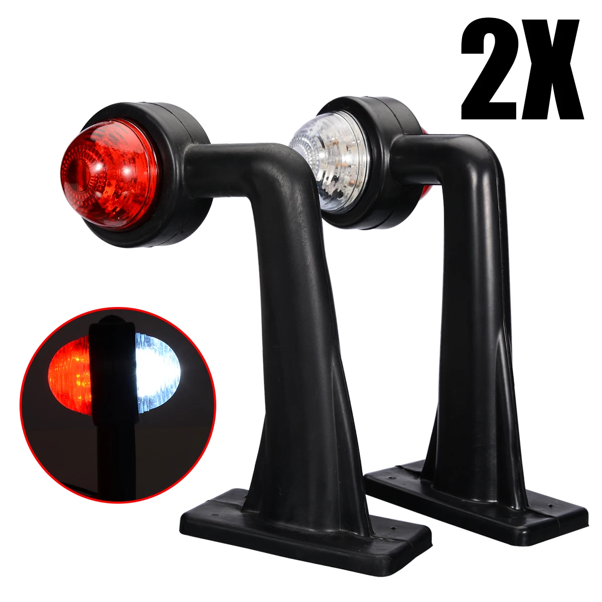 

Mayitr 2pcs 10-30V Red&White Truck Trailer Lorry Light 6LED Side Marker Light Indicator Lamp for Car Light Source