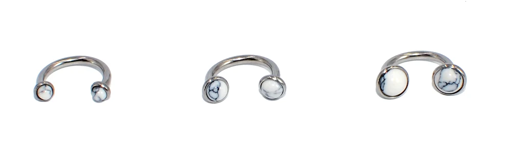 6PCS Surgical Steel Circular Barbell Ring Horseshoe Ring Stone Septo Nose Lip Eyebrow Ear Tragus Cartilage Helix Captive Hoop