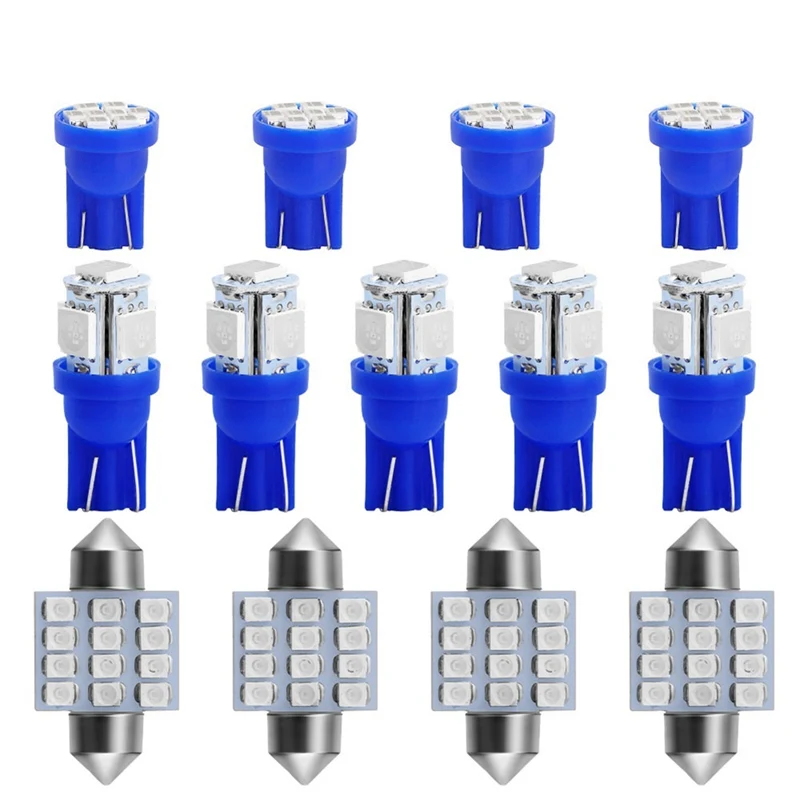 13PCS LED Lights Interior Package Kit Fit For Dome License Plate Lamp Bulbs Blue