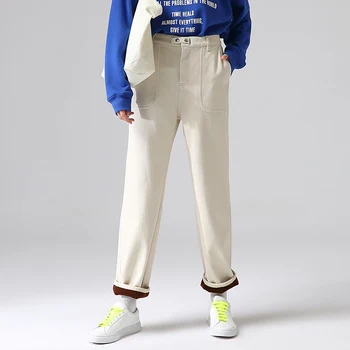 

Toyouth Casual Solid Color Women Pants Mid Waist Spring Autumn Trousers