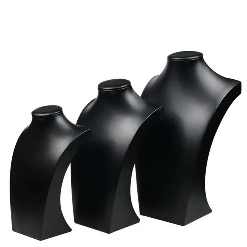 Smooth Black PU Necklace Holder Jewelry Packing Display Mannequin Bust Rack Jewellery Stand Shop Gift for Women Dressing Table