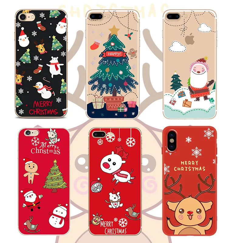Рождественский подарок чехол для телефона силиконовый мягкий iphone 7 7Plus 8 6 6s plus x xs
