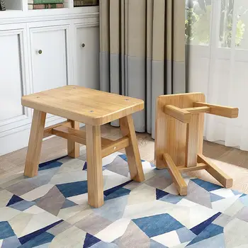 

Summer cool bamboo bench short change shoes wear shoes stool adult home living room solid wood children and children