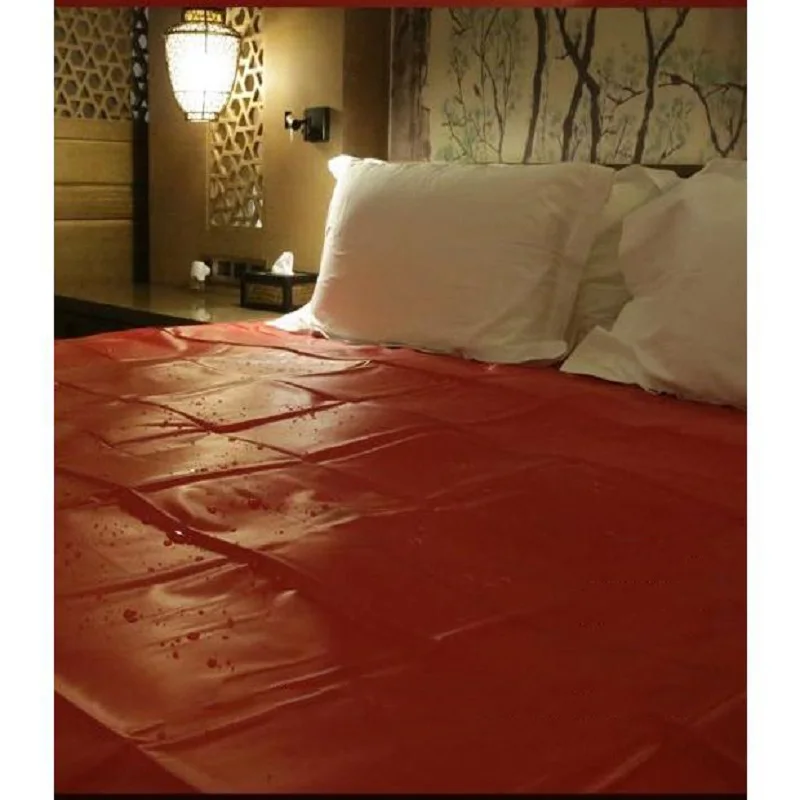 Red Waterproof Adult Bed Sheets Sex PVC Vinyl Mattress Cover Allergy Relief Bed Bug Hypoallergenic Sabanas De Algodon Para Cama