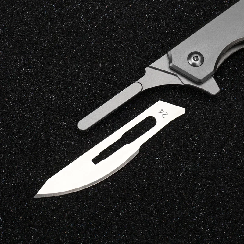 HWZBBEN Scalpels EDC медицинский нож складной из титанового сплава с 10 шт. NO.24 лезвиями