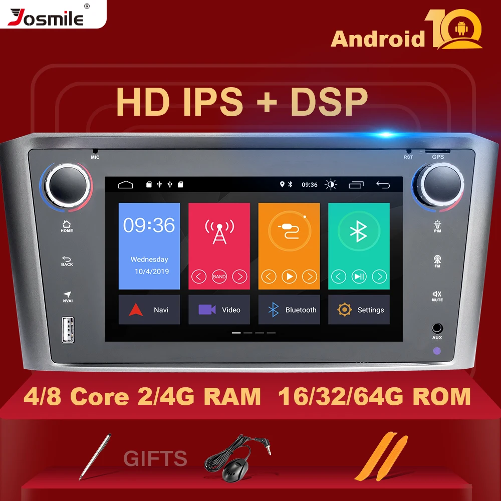 Автомобильный радиоприемник IPS DSP 4 Гб 64 ГБ Android 10 для Toyota Avensis T25 мультимедиа 2002 2003
