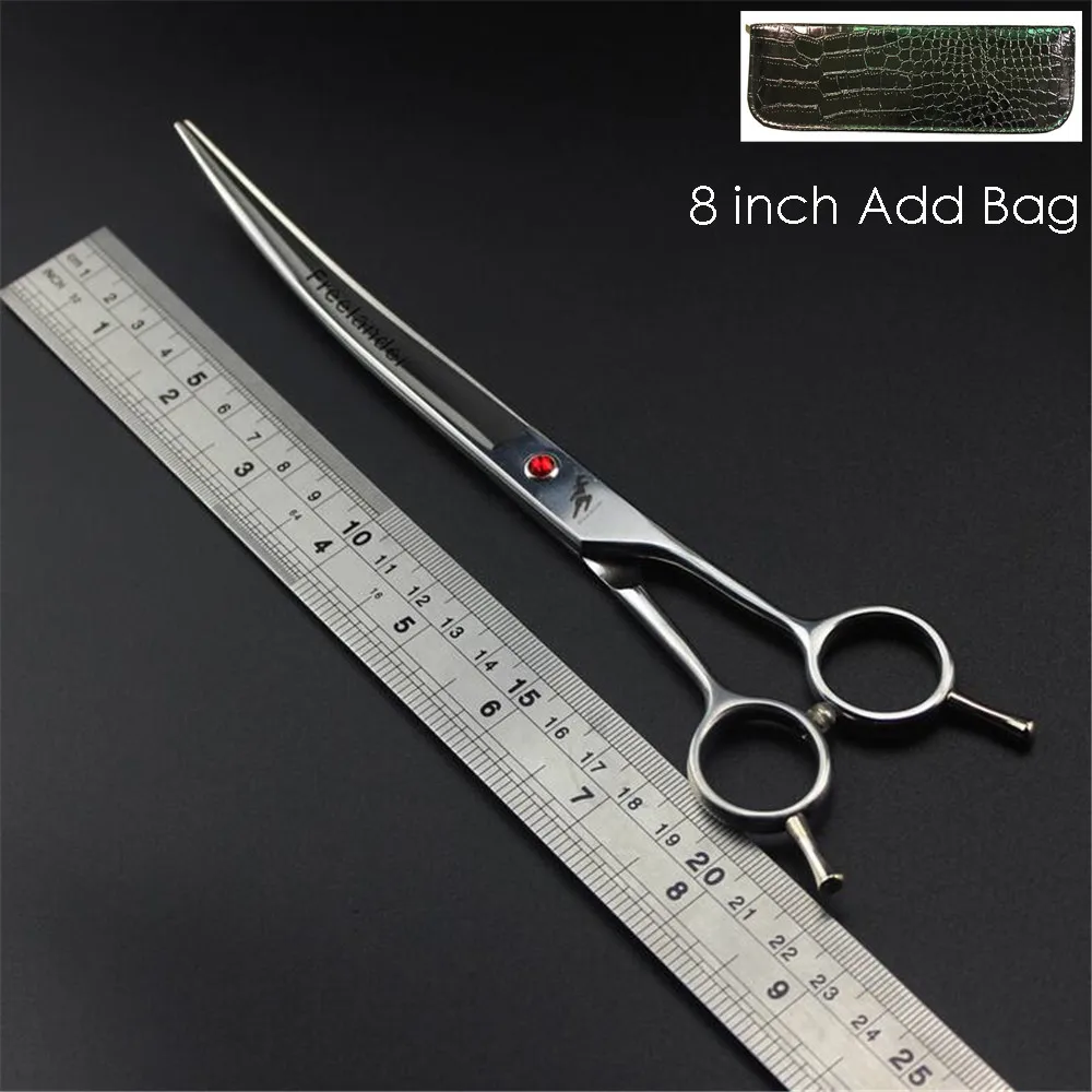 8 inch Add Bag 6/7/8/9 дюймов изогнутые ножницы Профессиональный кошка собака ножницы для домашних животных Уход за лошадьми ножницы для стрижки волос Япония 440C Животные стрижка Инструменты - Цвет: 8 inch Add Bag