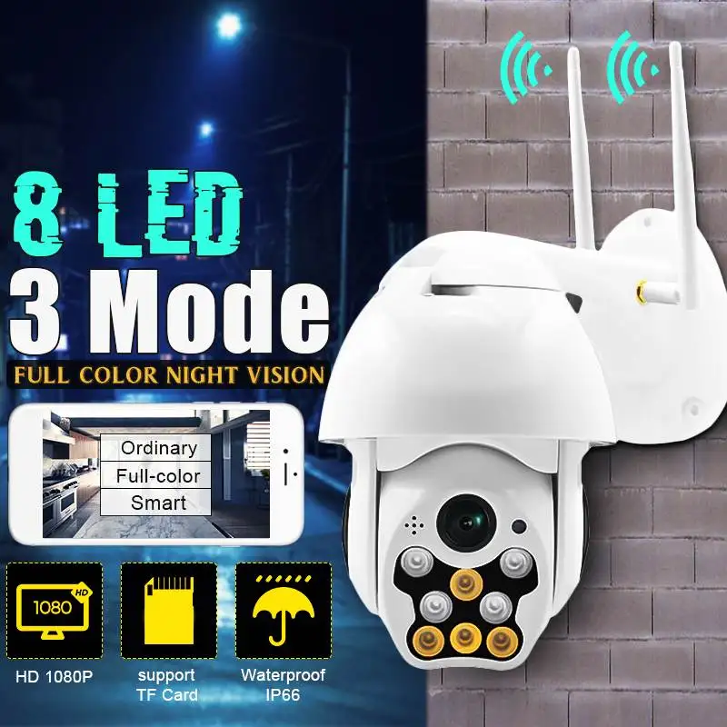

200W Pixel HD 1080P Wireless WiFi IP Camera 8 LED PTZ Speed Dome Outdoor CCTV Night Vision Surveillance Camera Monitor