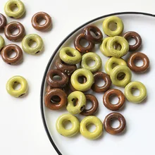 

5PCS Donut beads ceramic beads fun old design perforation material diy handmade jewelry earrings necklace accessories
