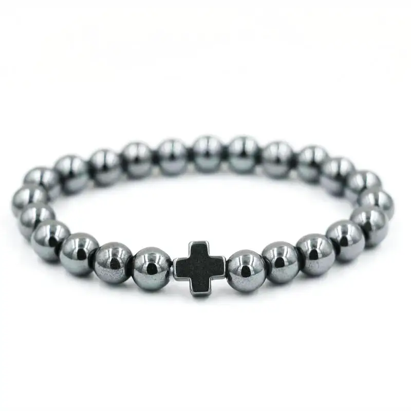Мужской браслет ANILLO из черного камня 8 мм|bracelet jewelry|yoga jewelrycross bracelet |