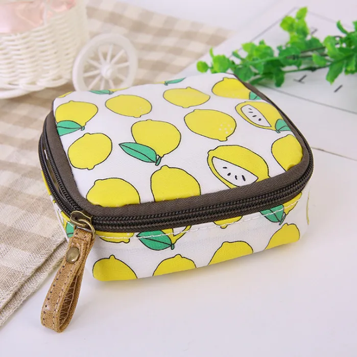 8 New Arrival Cartoon Printing Canvas Coin Purse Women Fashion Credit Card Bag Key Case Pocket Girls Sanitary Napkin Storage Bag - Цвет: 8