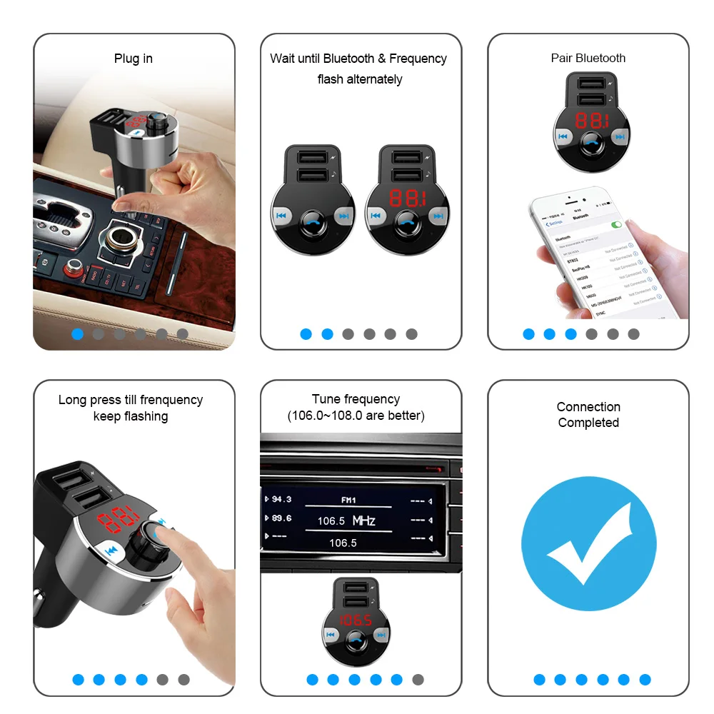 FM модулятор MP3 плеер Bluetooth Handsfree автомобильный комплект беспроводной fm-передатчик поддержка TF U диск воспроизведение двойной USB зарядное устройство светодиодный дисплей