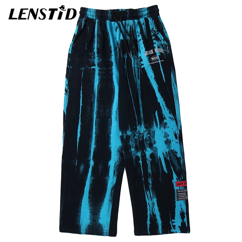 LENSTID High Street Darkness, вымытые дыры, вертикальная полоска, галстук, окрашенный, для бега, спортивные штаны, хип-хоп, мужские, Харадзюку, винтажные брюки, штаны