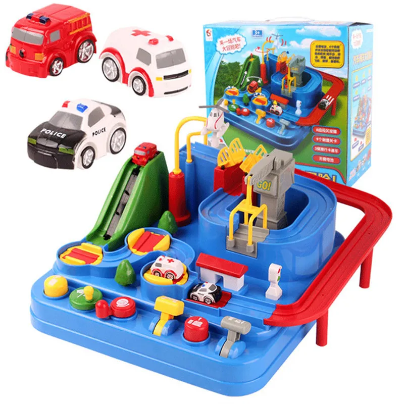 

Child 3 Track Punch and adventure toys Educational Plastic Train Parking toys Track car Child Birthday Christmas Car Toy Gift