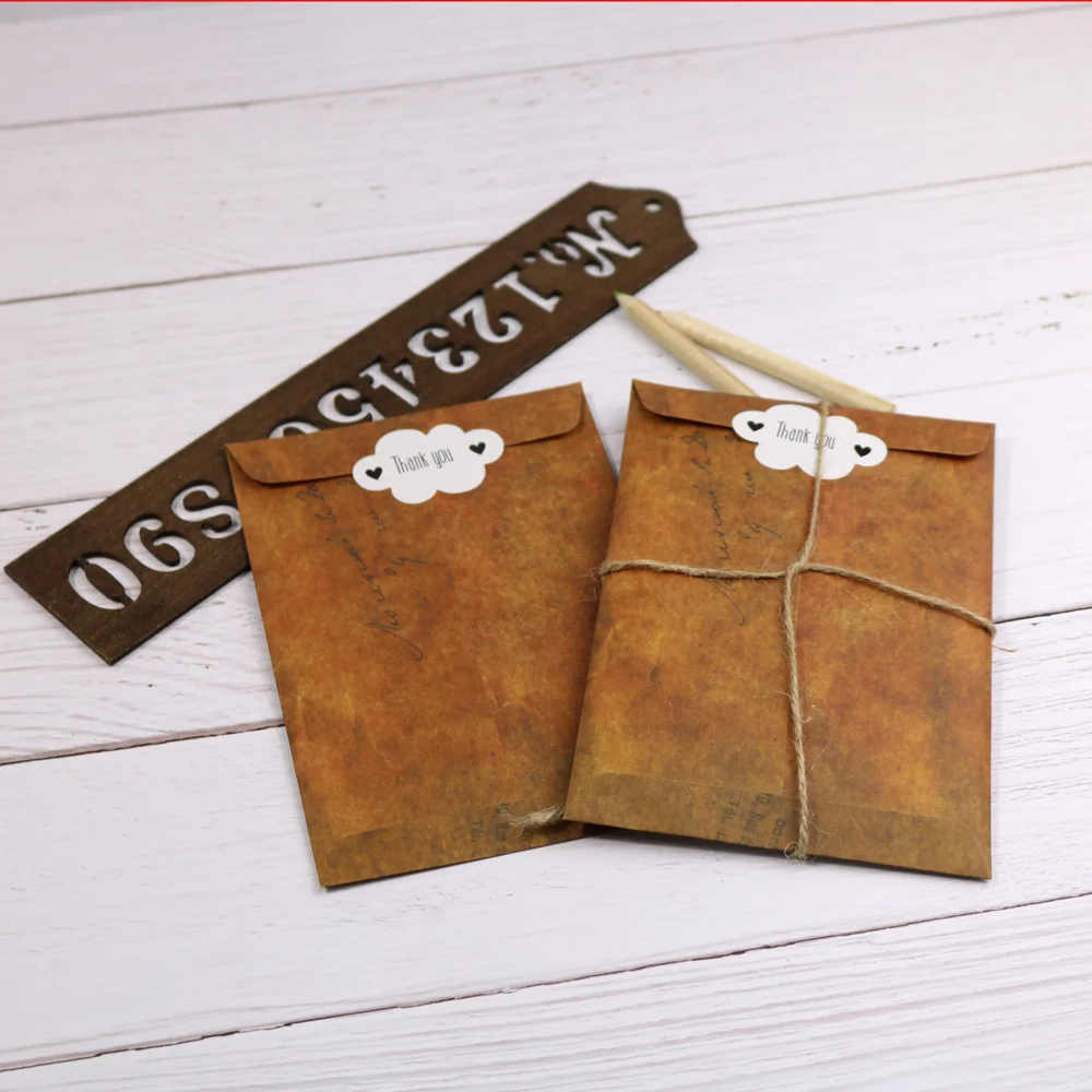 

5sets Vintage Envelope Creative Kraft Paper Envelopes With Cloud Paper Sticker DIY Decorative Gift Paper Bags
