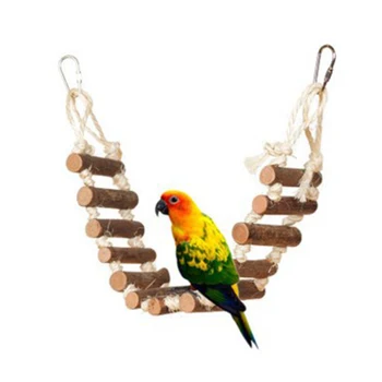 

Pet Birds Parrot Swing Toys Climbing Ladder Wooden Chewing Hanging Rope Decor Birds Pets Parrots Ladders Climbing Toy Hanging