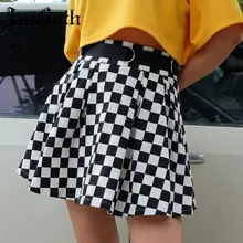 InsGoth Harajuku плиссированные клетчатые юбки женские с высокой талией клетчатая юбка танцы корейский стиль пот короткие мини женские юбки