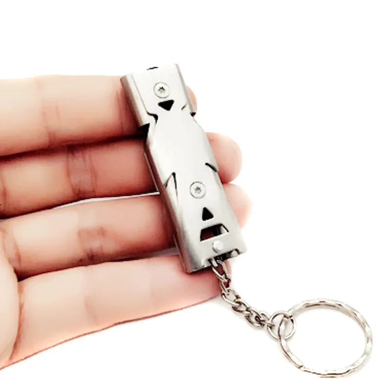Stainless Whistles Double Tube Lifesaving Emergency Outdoor Survival High 150 DB BHD2